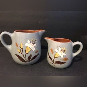 2 Vintage 1950’s Stangl Pottery MCM Golden Harvest Ceramic Heavy Pitchers